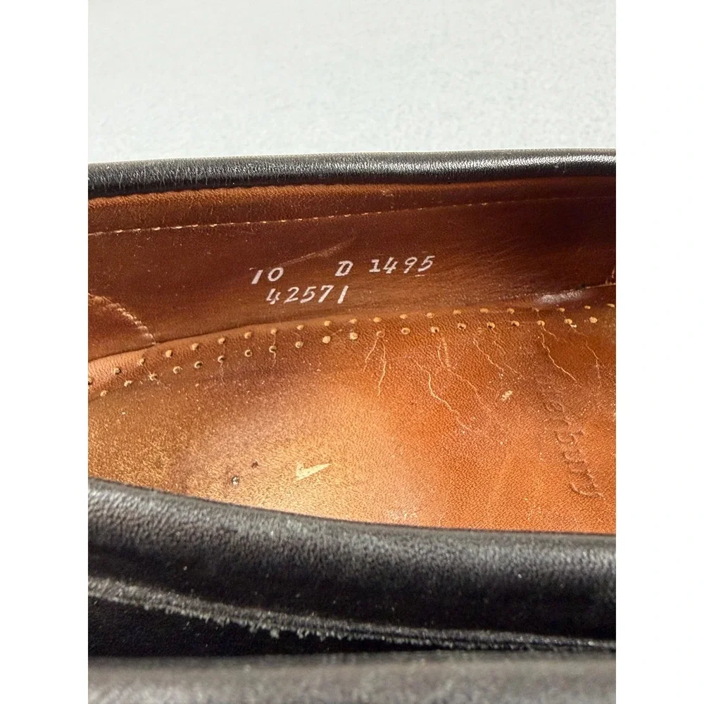 Allen Edmonds Loafers Mens 10 D Black Leather Kiltie Buckle Waterbury 42571